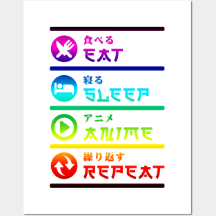 EAT SLEEP ANIME REPEAT Posters and Art